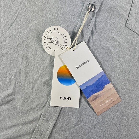 NWT Vuori Strato Tech Polo Men's L Platinum Heather Stretch Golf Athletic Shirt - Picture 5 of 8